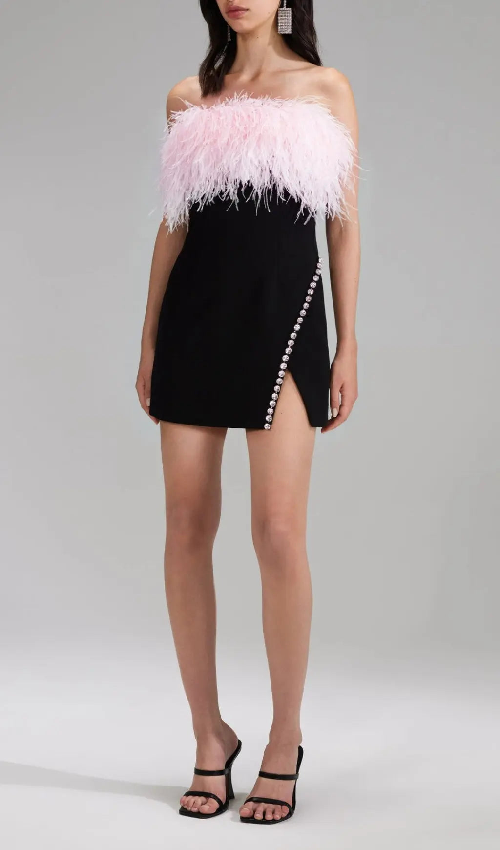 c63e84ed1fca77d3ce414fa8db6716ee.jpeg Fashionslee Women Bandage Feather Crystal Mini Dress In Black