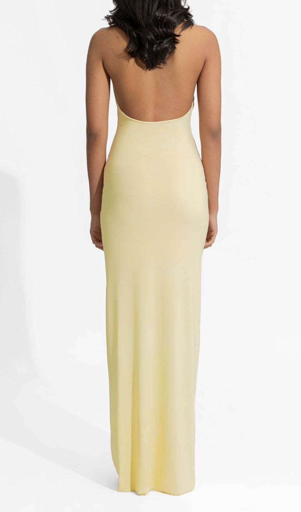 Fashionslee Women Fareeda Yellow Halter Backless Maxi Dress