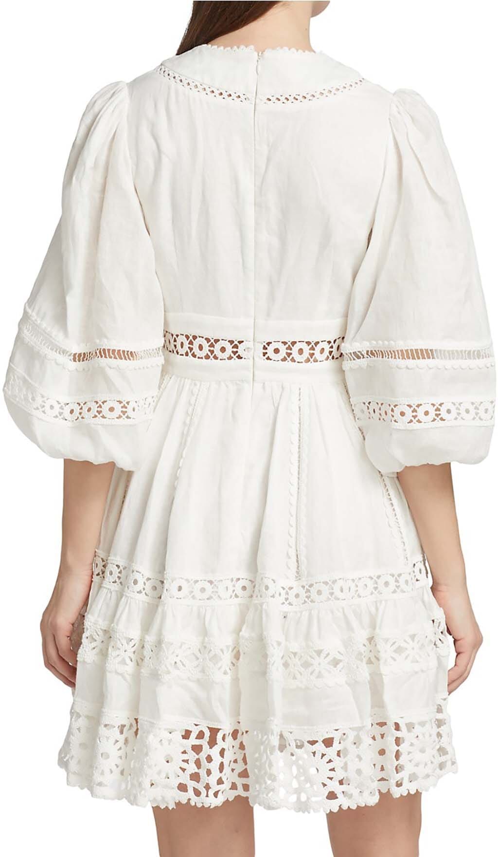 Fashionslee Women V-Neck Botton Midi Dress In White