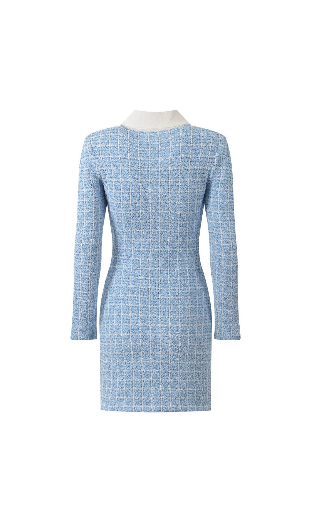TRENDING BLUE KNIT COLLAR MINI DRESS - OWNCI TRENDING BLUE KNIT COLLAR MINI DRESS - OWNCI