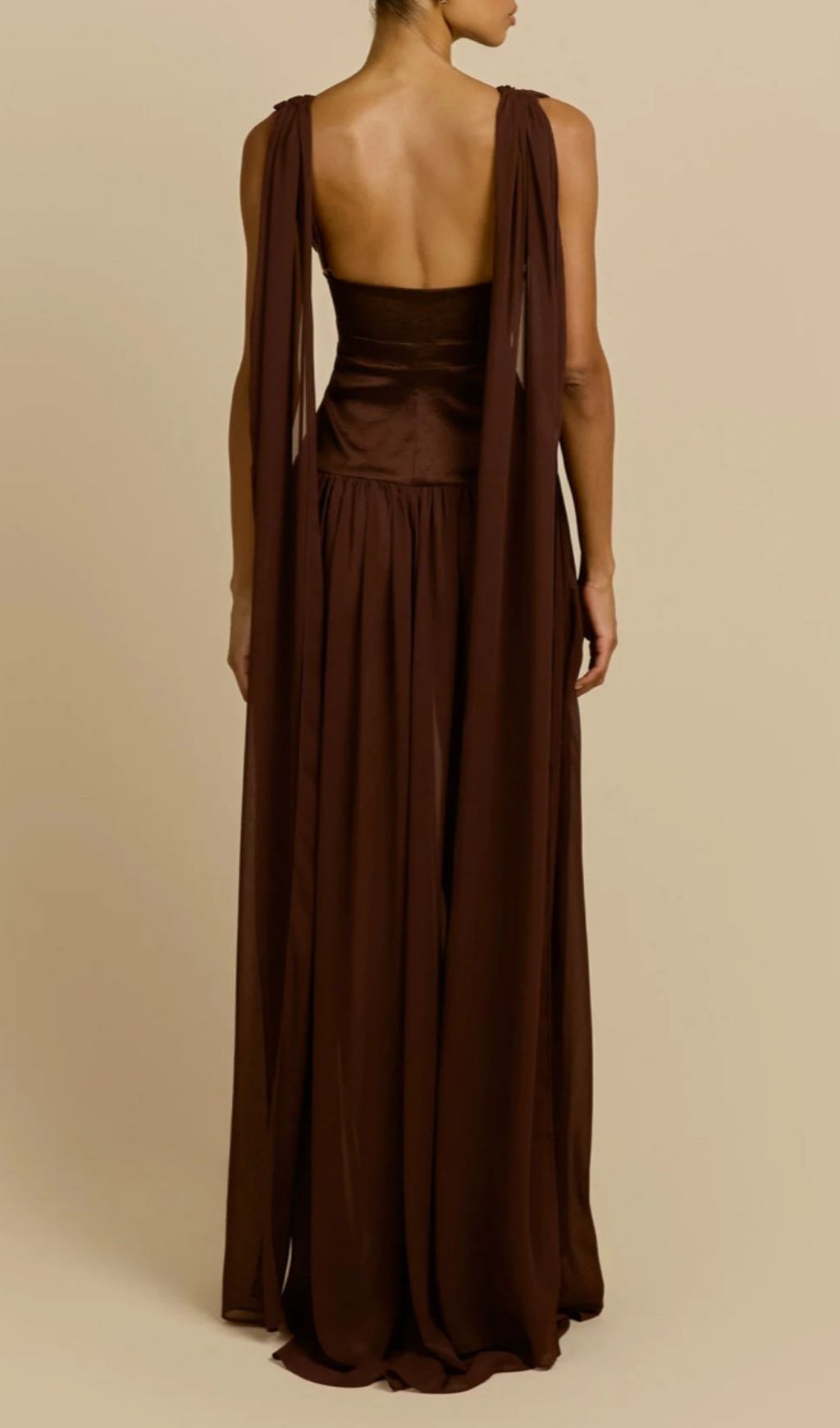 Fashionslee Women Korinna Mocha Chiffon Maxi Dress