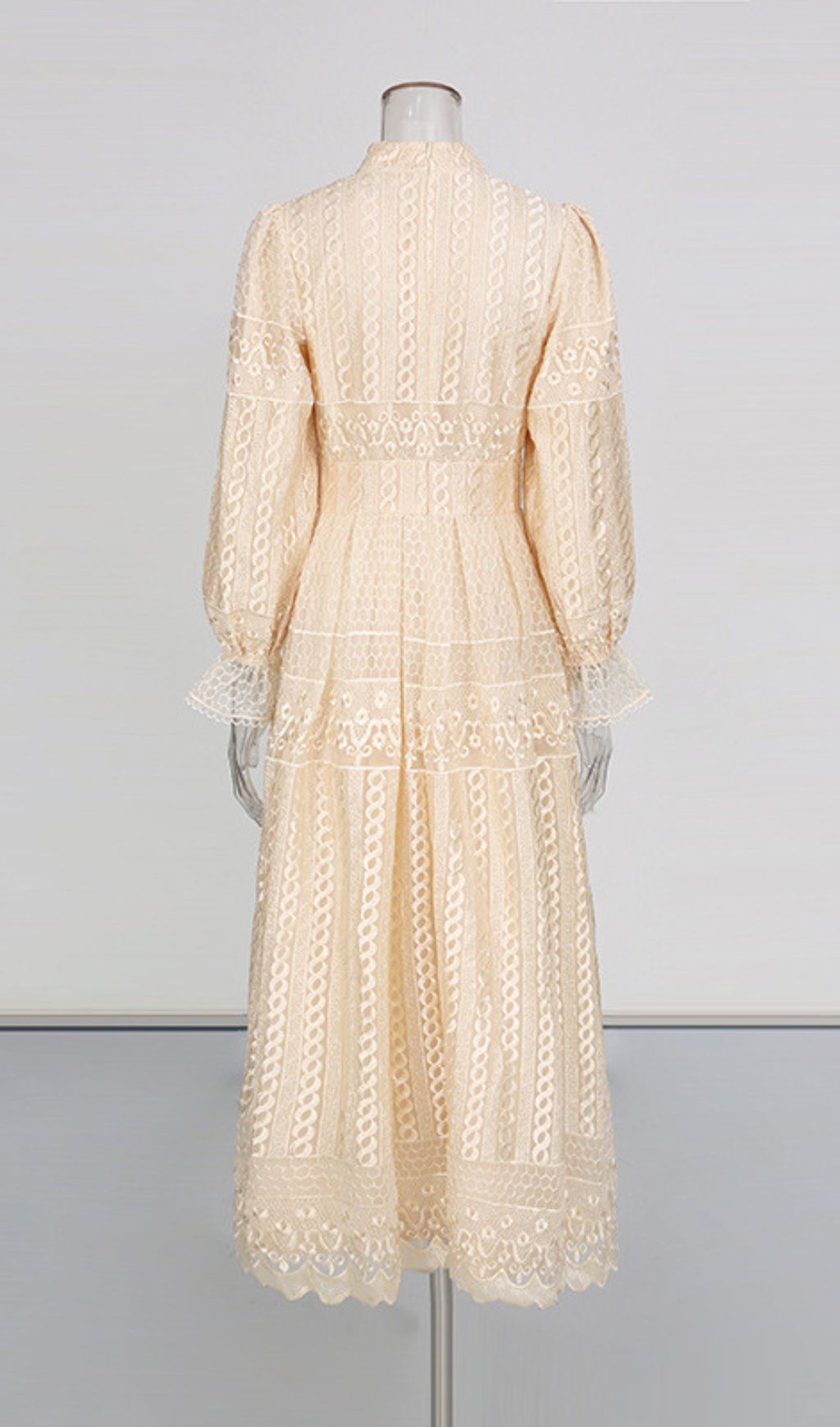Fashionslee Women Ivah Flower Embroidery Long Sleeve Midi Dress