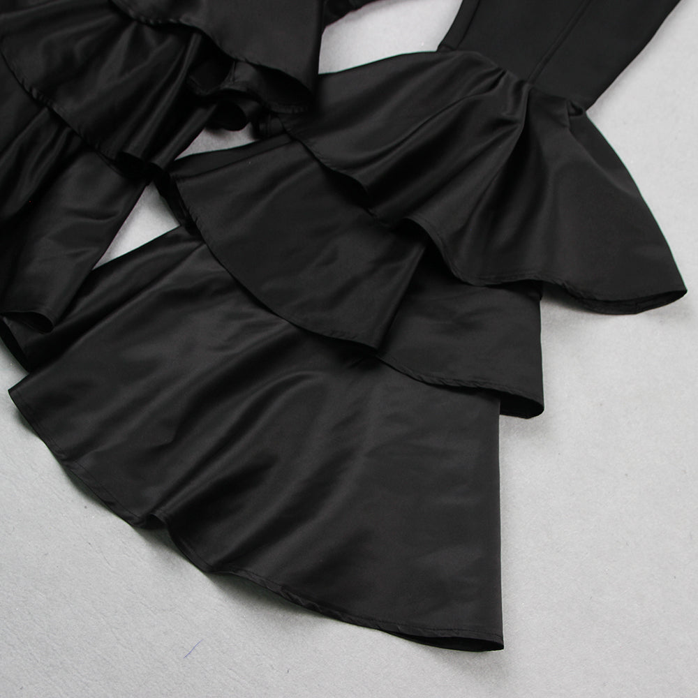 c6e931bd91976141251b136245d4f4b2.jpeg Fashionslee Women Black Strapless Jumpsuit With Tiered Ruffle Hem
