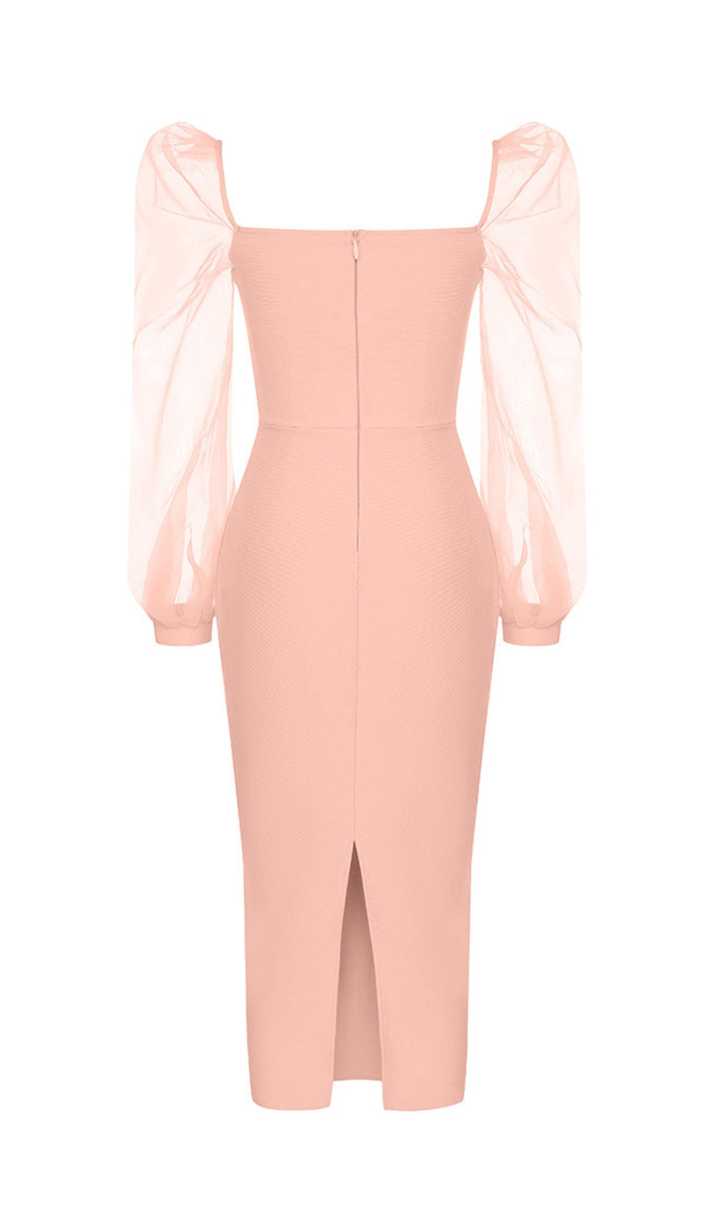 Fashionslee Women Angharad Pink Mesh Sleeve Midi Dress