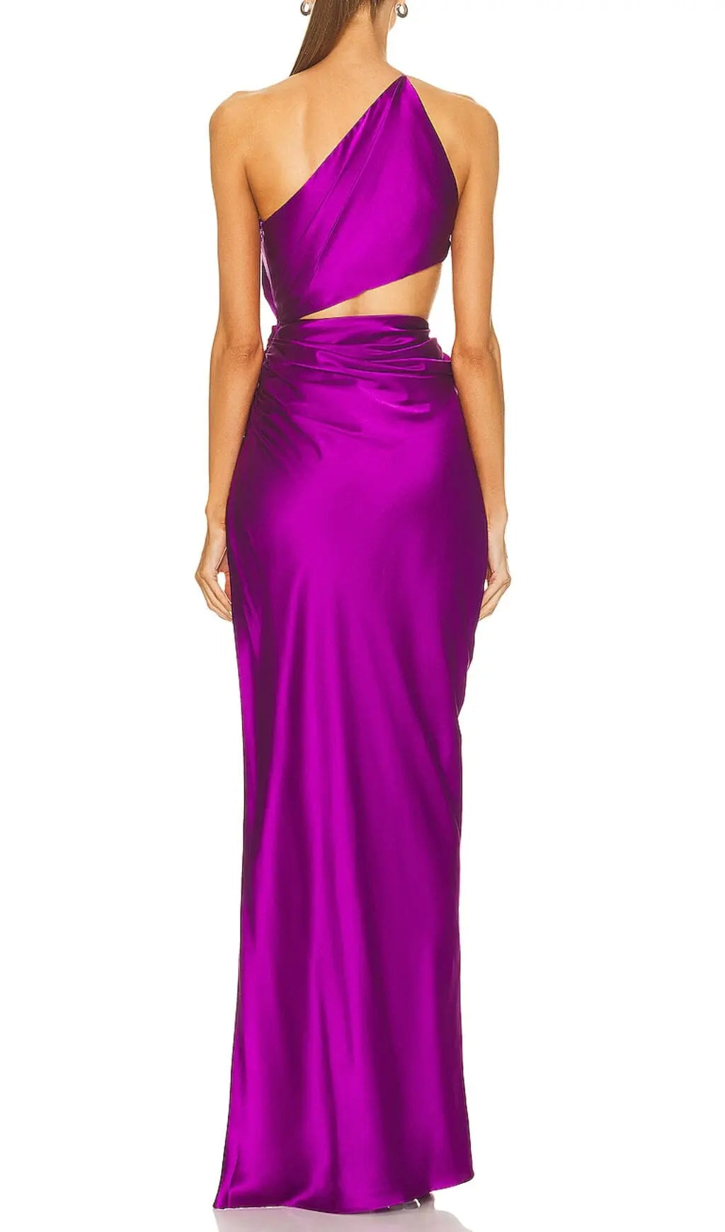 Fashionslee Women One-Shoulder Silk Satin Midi Dress In Purple