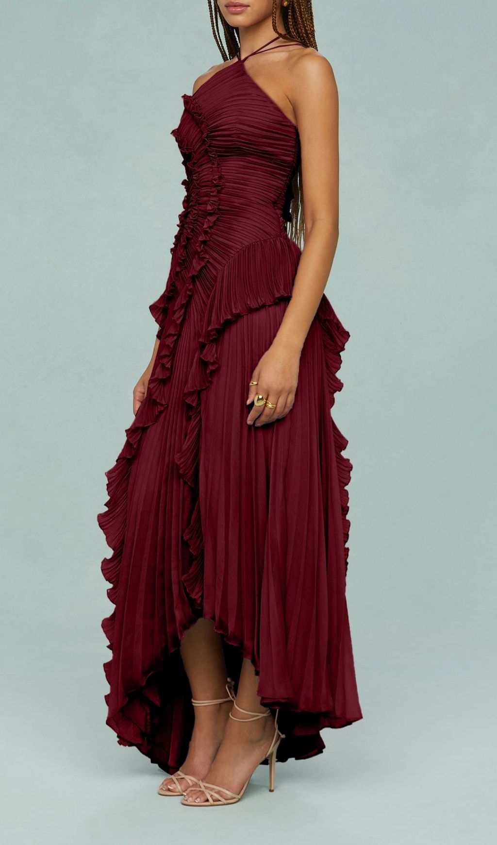 c77846b76946343242e3bbef2df1018c.jpg Fashionslee Women Finneas Red Halter Pleated Maxi Dress