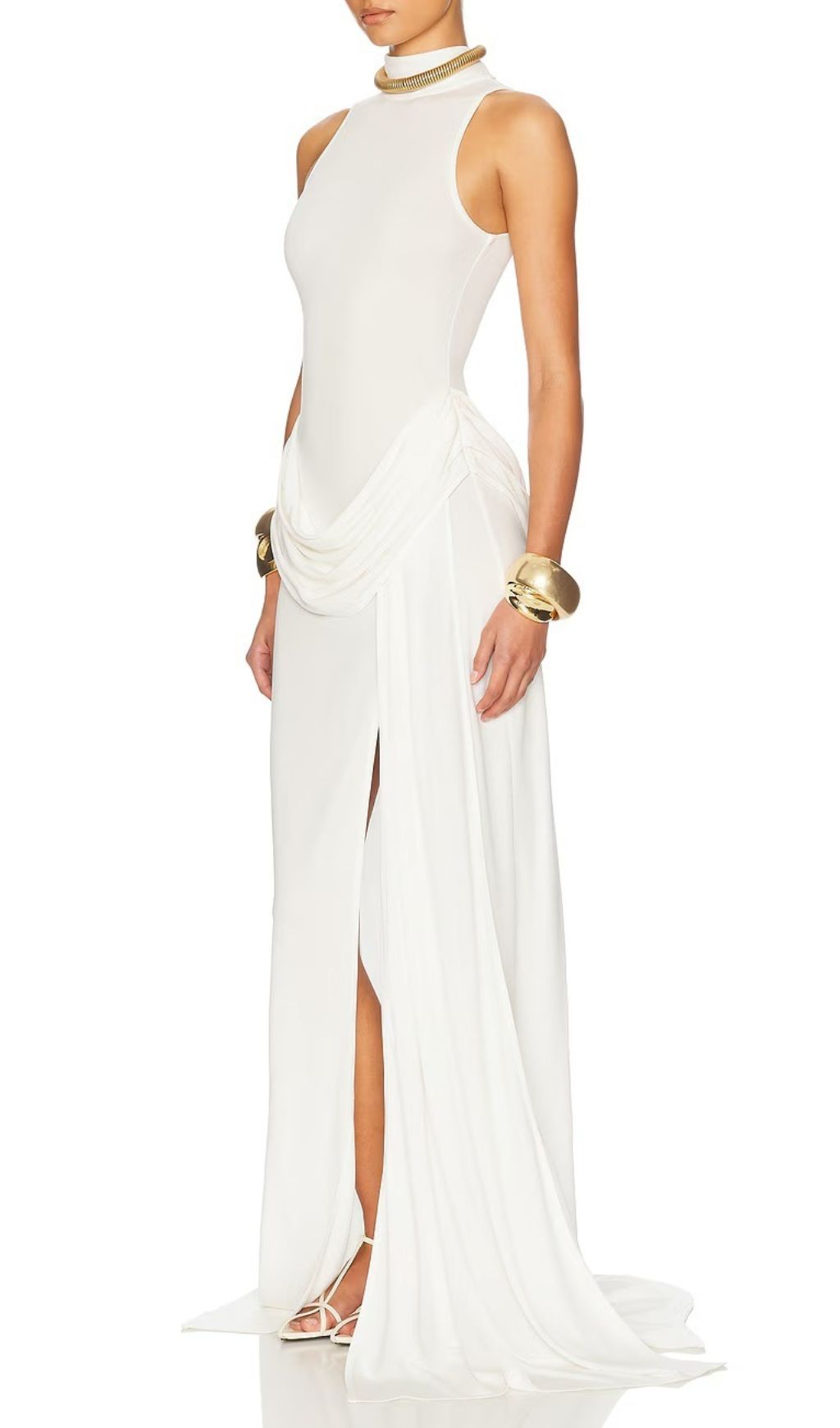 c7845fb58e90a0107197d2c33f19a49d.jpg Fashionslee Women Gryta White Halter Ruched Maxi Dress