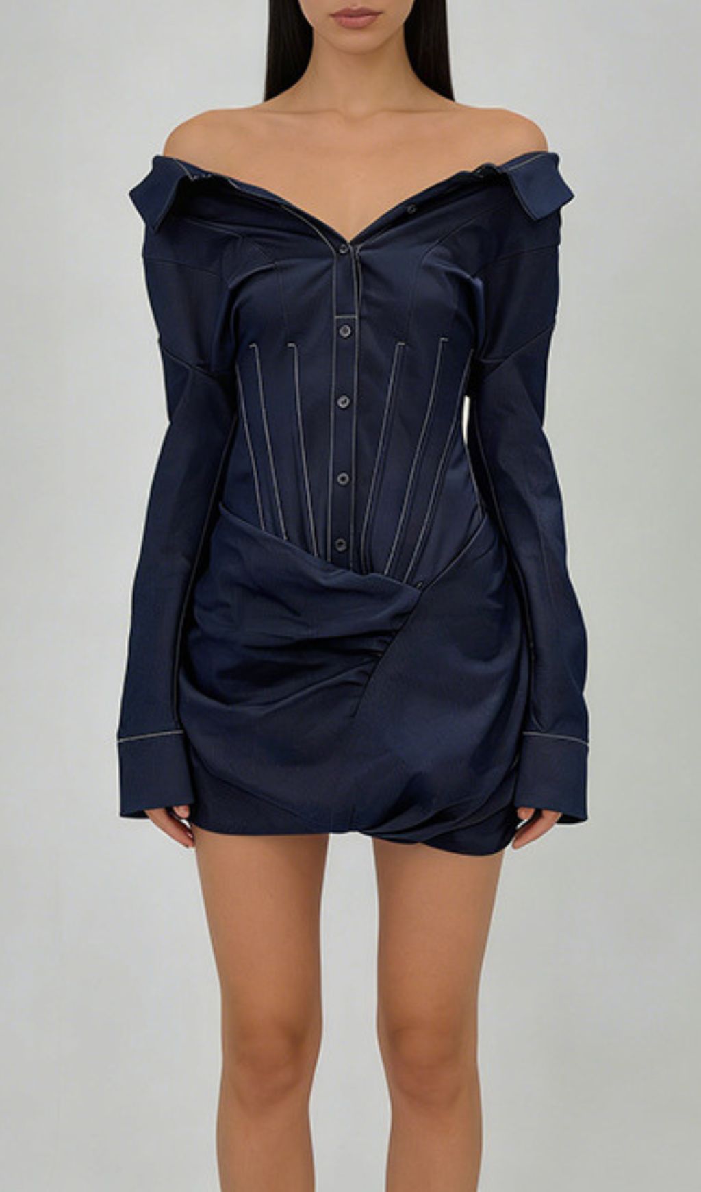 Fashionslee Women Jamila Off-Shoulder Long Sleeve Mini Dress