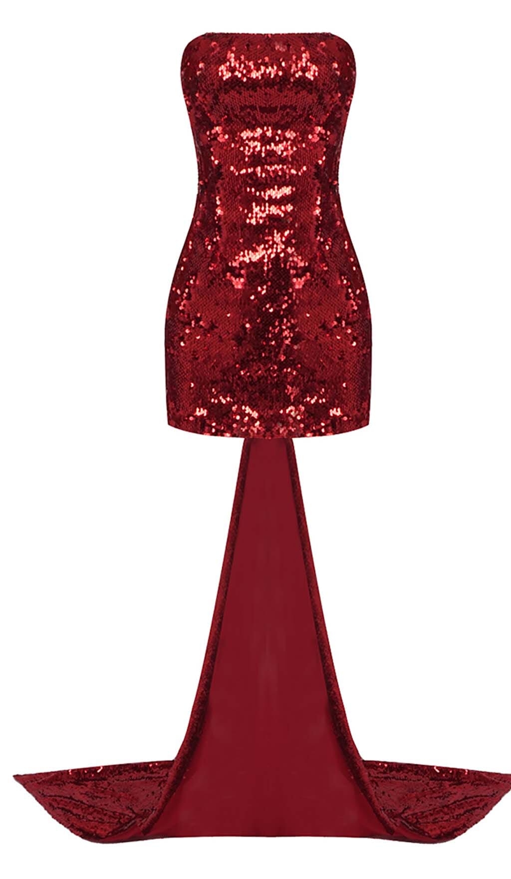 Fashionslee Women Strapless Sequin Mini Dress In Wine