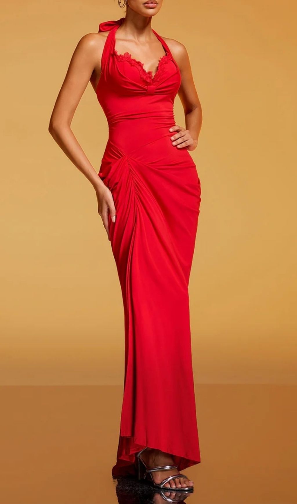 c7c87b90b6abd42b8ee258a63b8027ea.jpg Fashionslee Women Rethik Halterneck Ruched Split Maxi Dress