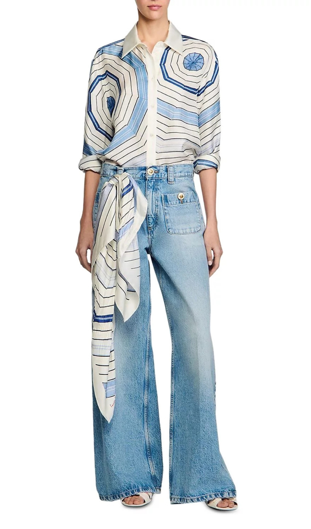 Fashionslee Women Spiral Motif Shirt