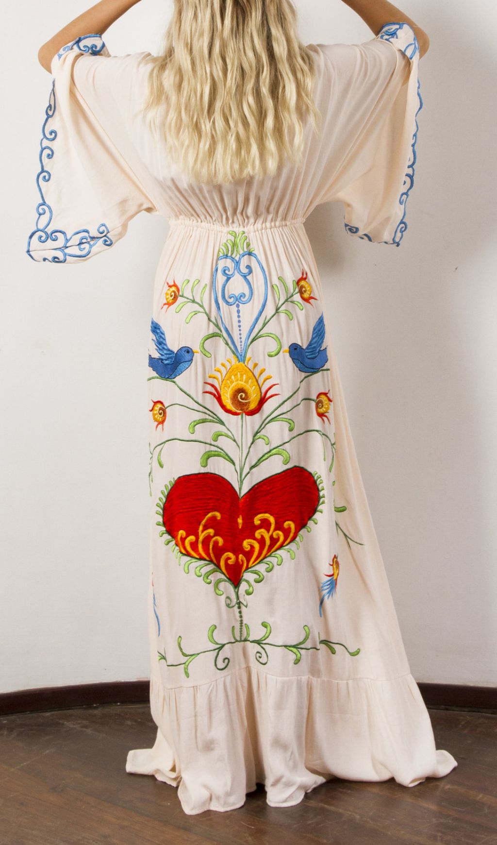 Fashionslee Women Gita Flower Embroidery Long Sleeve Maxi Dress
