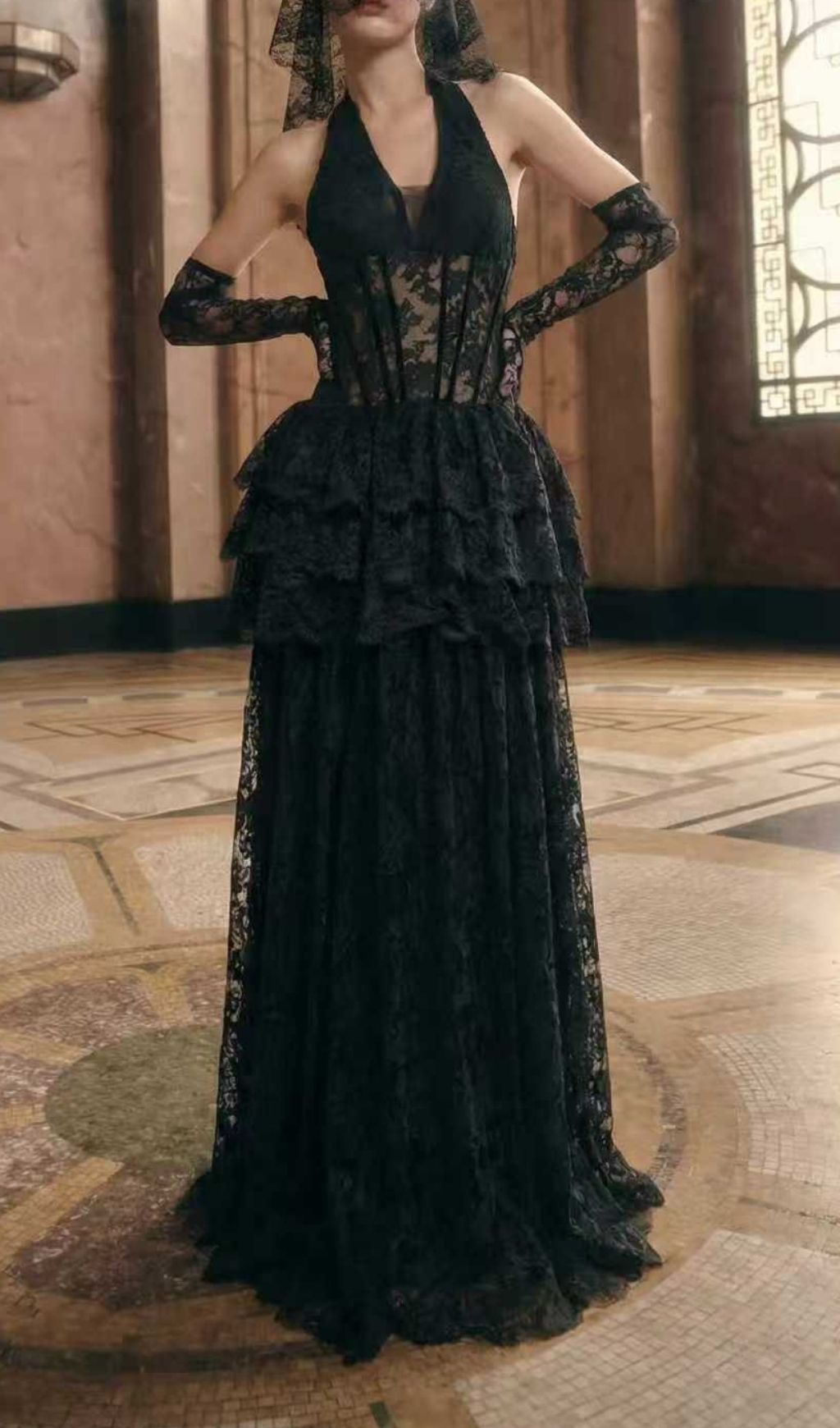 c7ee3c66e1b79e37972eb975a9eb3d56.jpg Fashionslee Women Kaylie Halter Lace Layered Maxi Dress