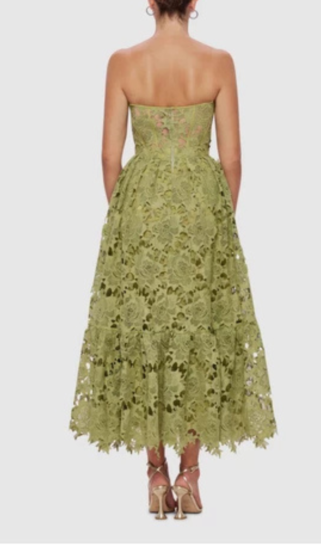 Fashionslee Women Aris Green Lace Bustier Maxi Dress