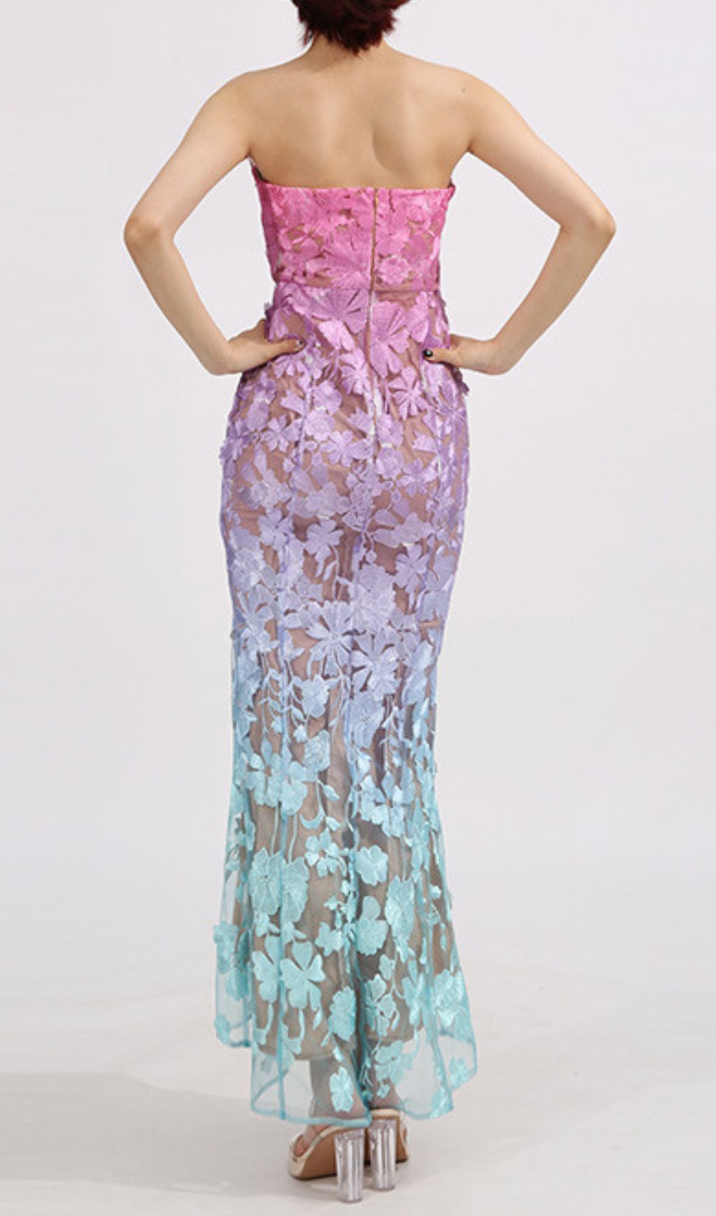 Fashionslee Women Elora Strapless Flower Embroidery Maxi Dress