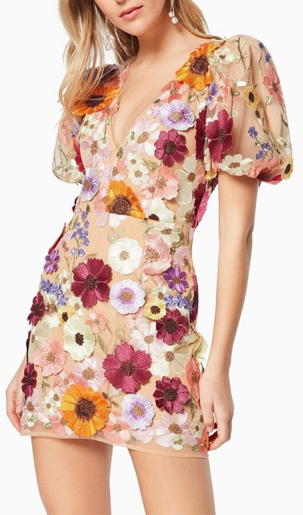 Fashionslee Women Aliya 3D Floral Mini Dress