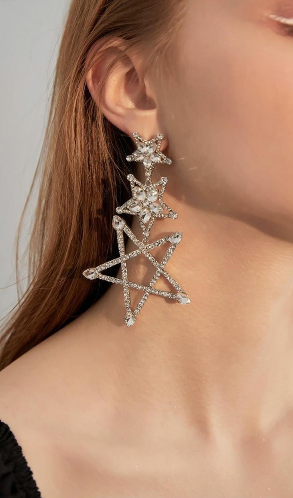 c8a48a9b3b7ad850c44155871aef5757.jpeg Fashionslee Women Artan Silver Pentagram Rhinestone Earrings
