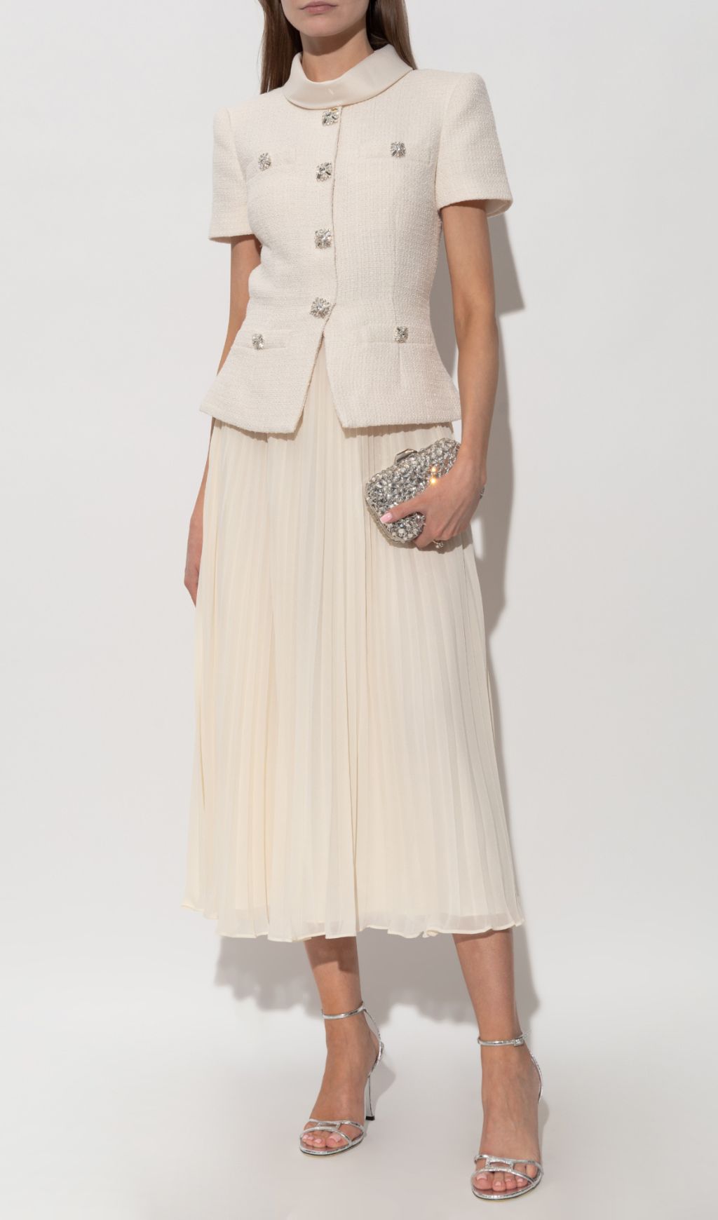 c8ac66a65014217d096e7dd5f8c77a79.jpg Fashionslee Women Cream Dress With Pleated Skirt