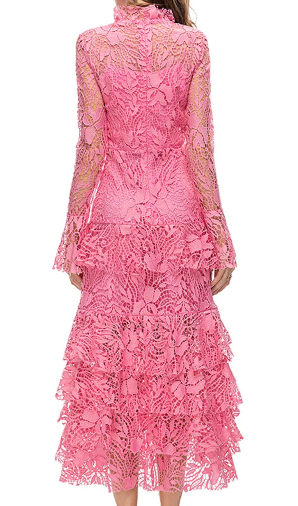 Fashionslee Women Anfisa Pink Lace Maxi Dress