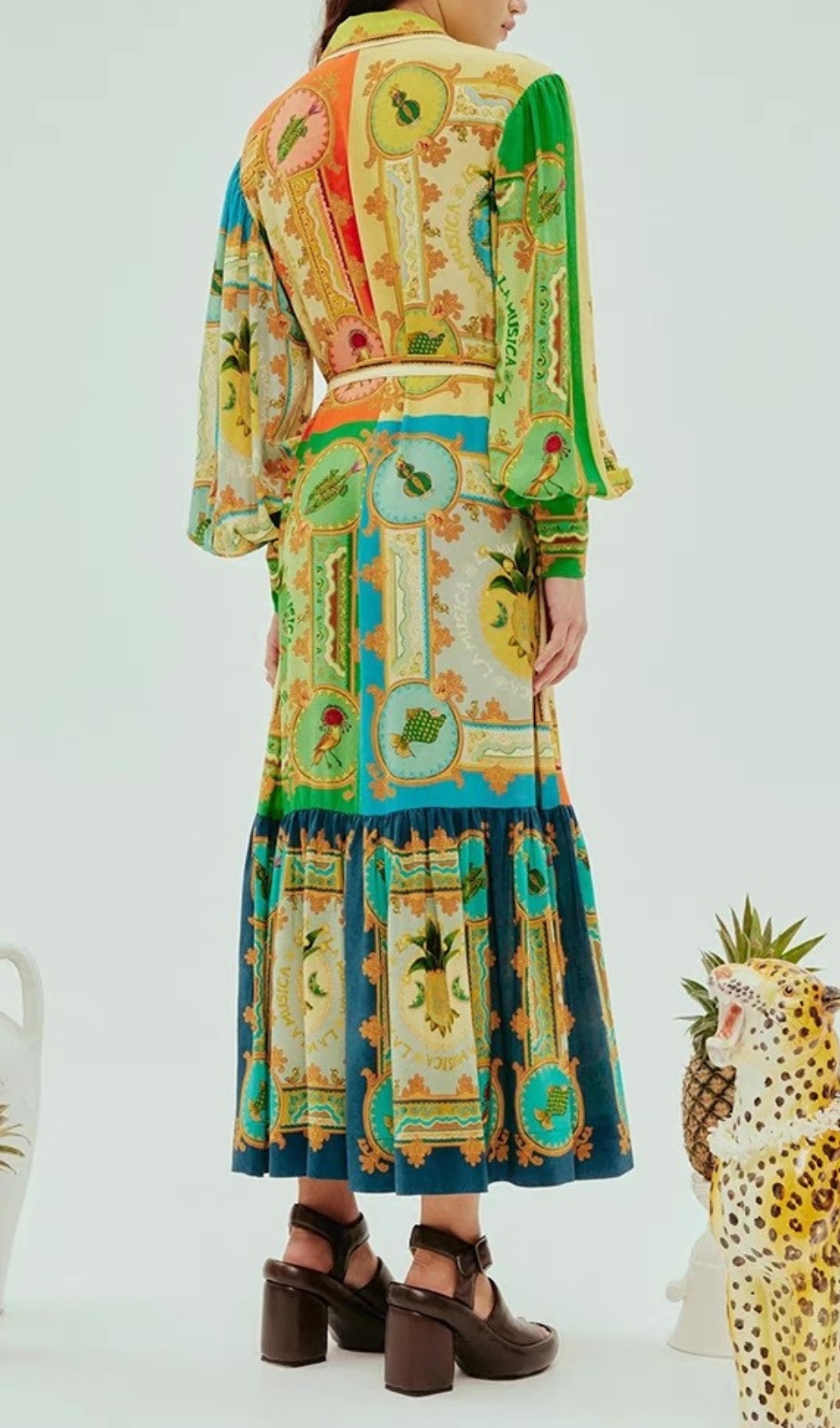 Fashionslee Women Eliseo Printed Long Sleeve Midi Dress