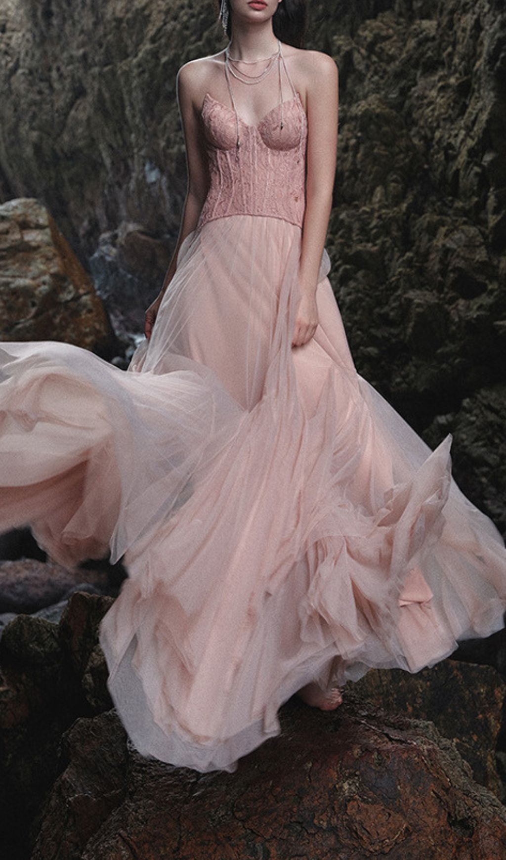 c8e9f9f251544e34246e9ec265dec76c.jpg Fashionslee Women Finja Pink Strapless Corset Mesh Maxi Dress