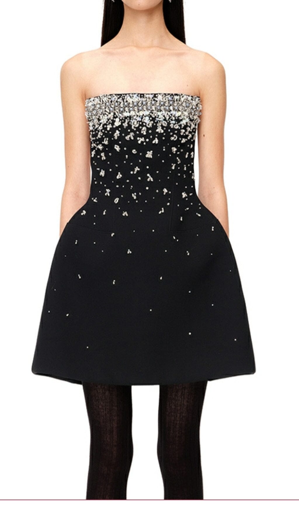 c8f253b92b08903beda5e78889e18850.jpeg Fashionslee Women Crystal Beading Strapless Mini Dress In Black