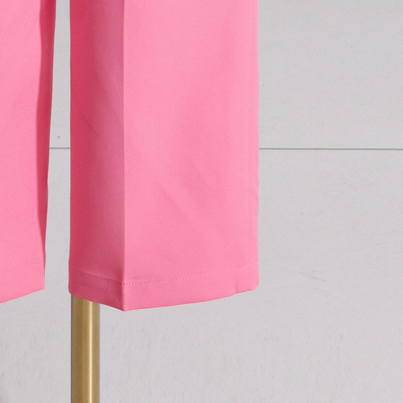 TRENDING PINK CUTOUT BLAZER SUIT - OWNCI