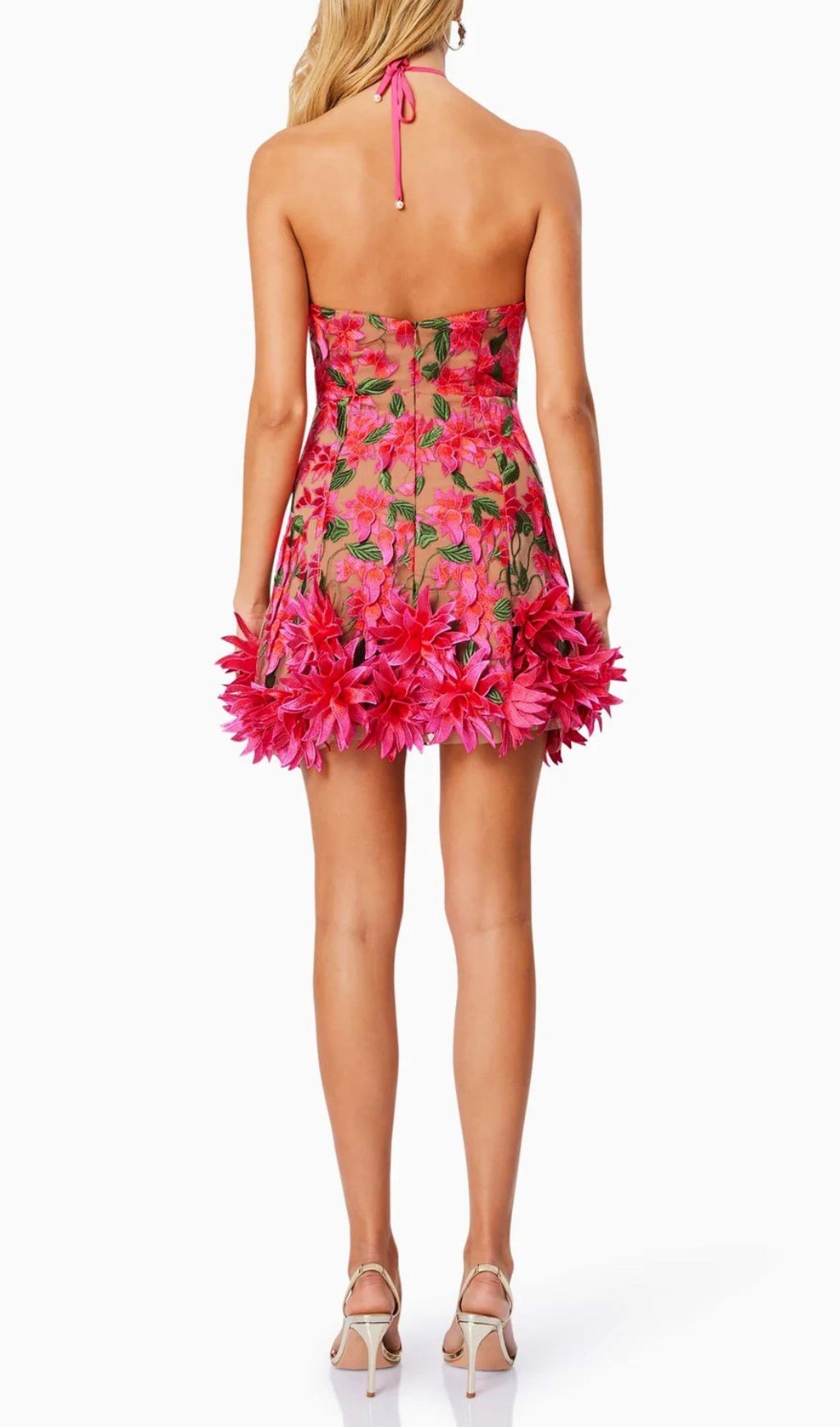 Fashionslee Women Faunia Halter Flower Mini Dress