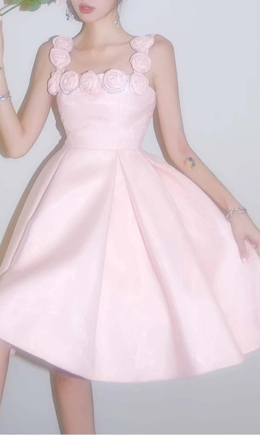c96837a94d854bda01587c722c353eaa.jpeg Fashionslee Women Rhinestone Rose Applique Mini Dress In Pink