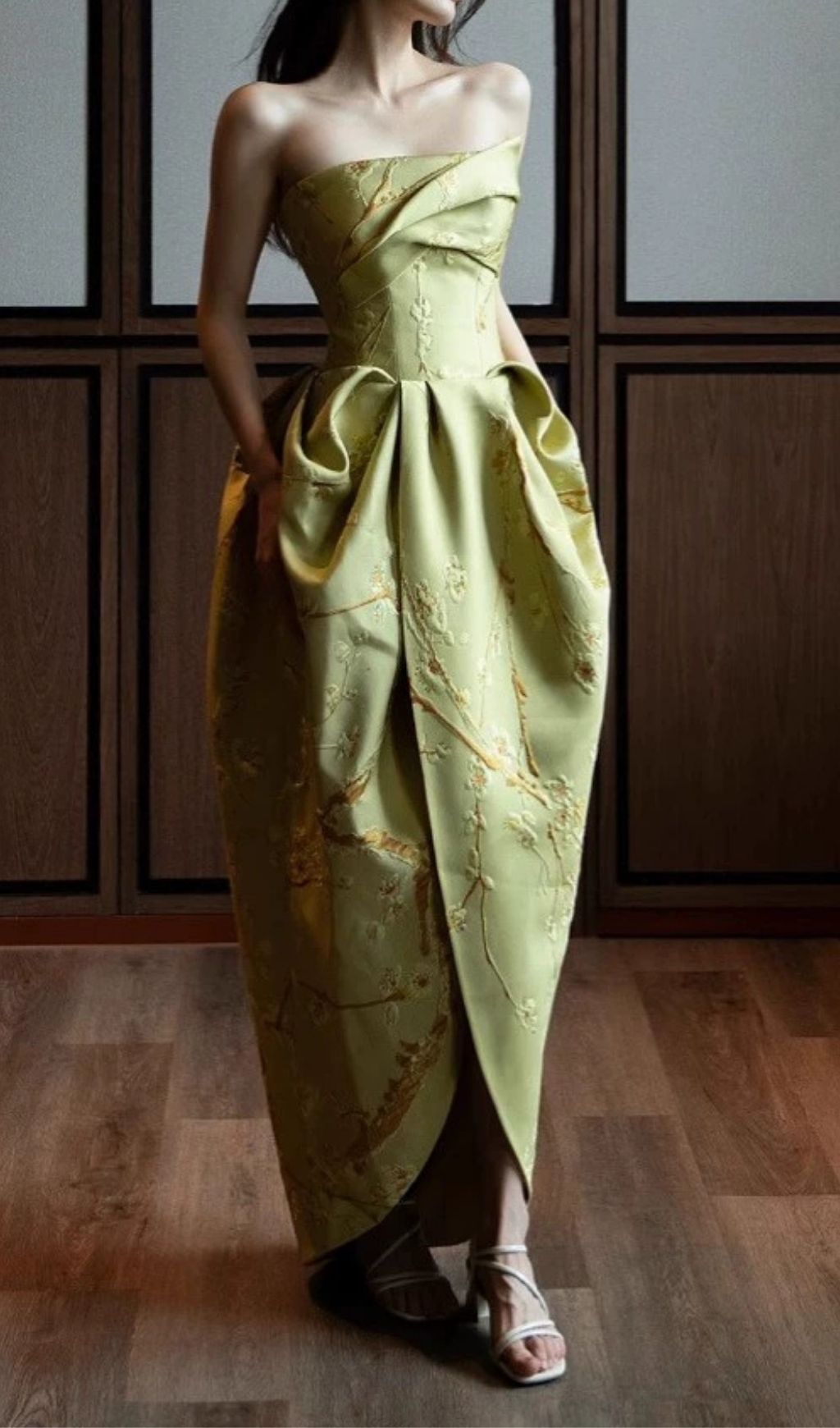Fashionslee Women Fang Strapless Flower Maxi Dress