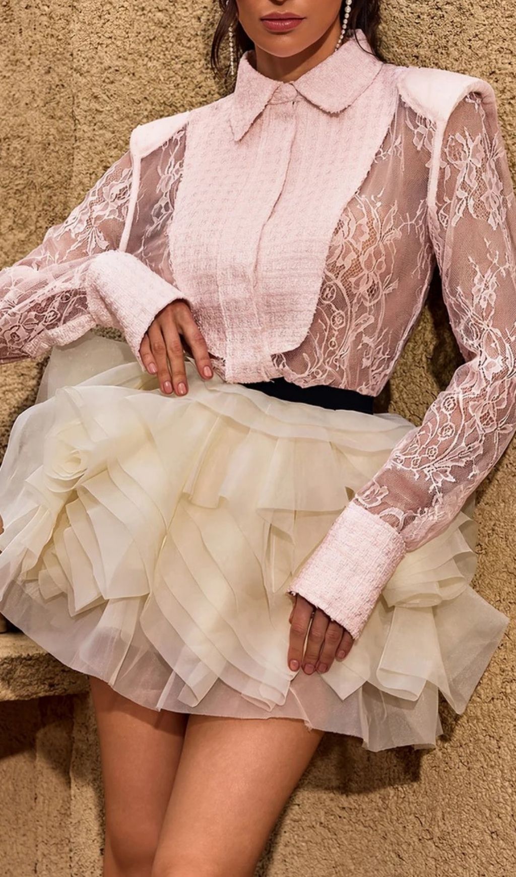 c9a3e5beae8fd84659d743b88d7c3c2d.jpg Fashionslee Women Chasya Long Sleeve Lace Shirt In Pink