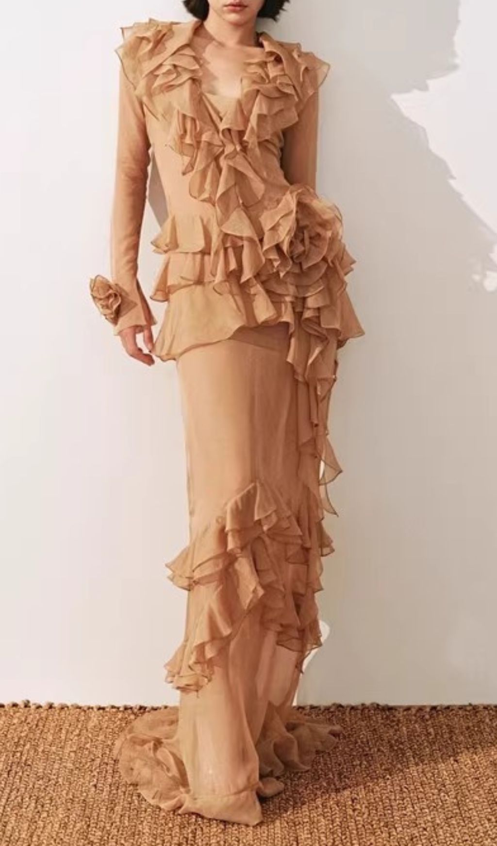 Fashionslee Women Himani Ruffle Long Sleeve Maxi Dress