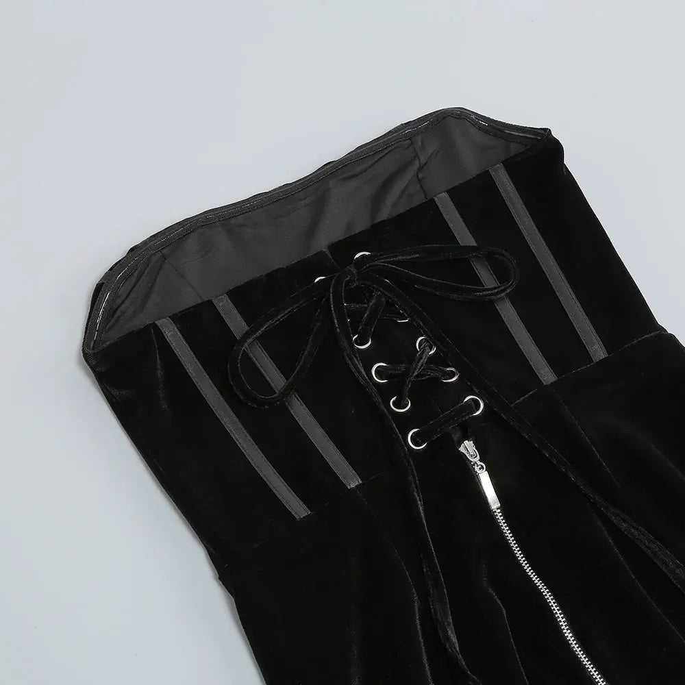 Fashionslee Women Feather Corset Minii Dress In Black
