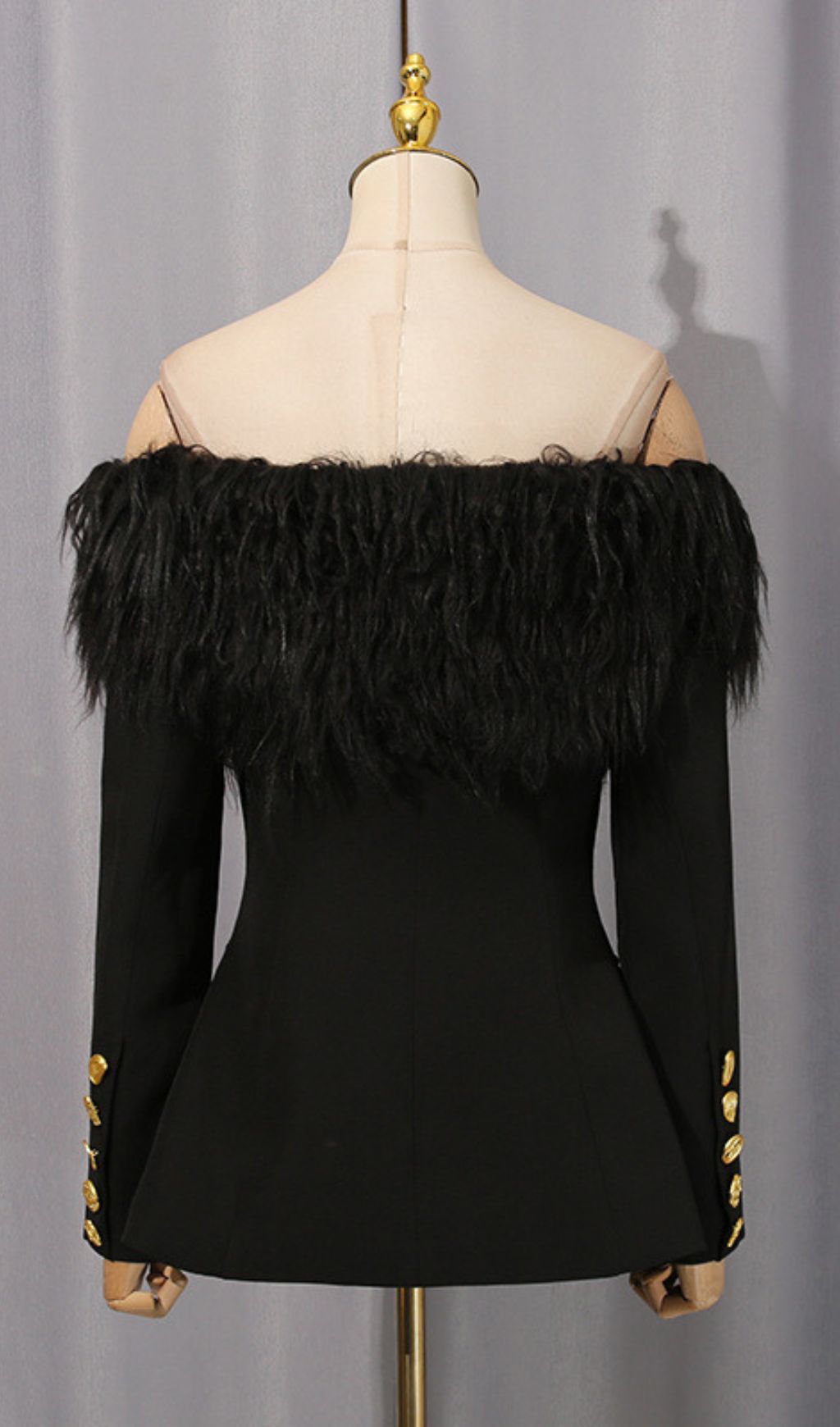 ca00372c44153461a314e89ddf6fd8e9.jpg Fashionslee Women Hyunh Black Off-Shoulder Blazer