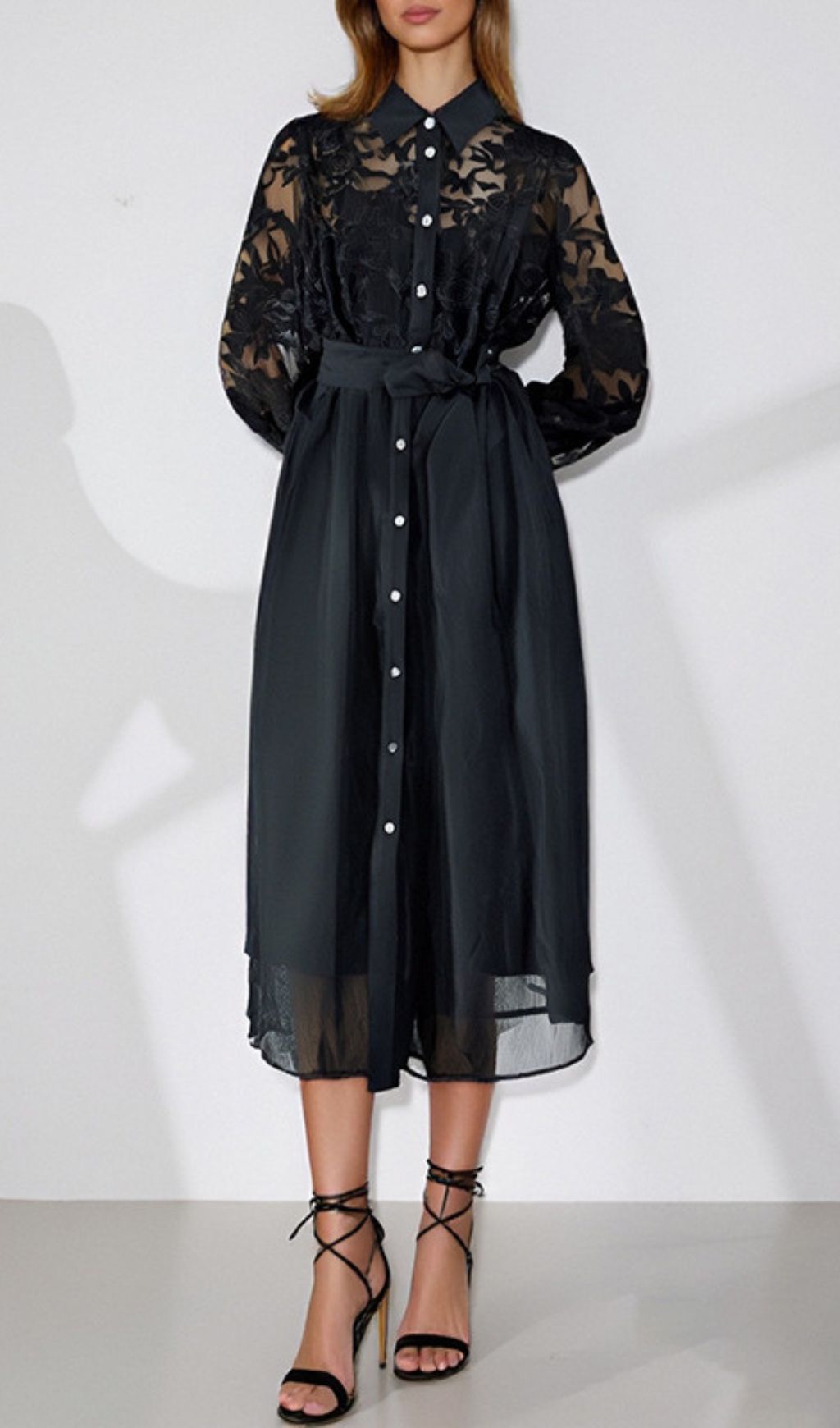 Fashionslee Women Haidee Long Sleeve Embroidery Midi Dress