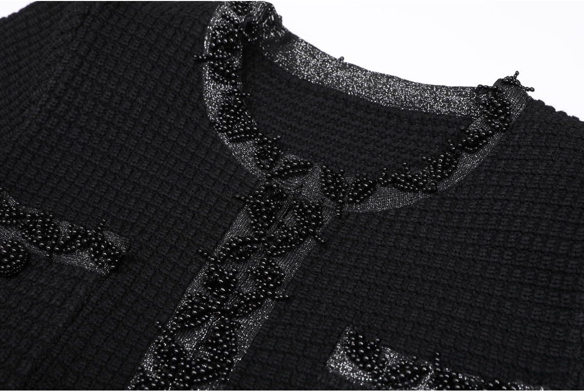 ca3d1de7bfb2b14a01422c1778b55cf3.jpg Fashionslee Women Kinuye Black Beaded Knit Midi Dress