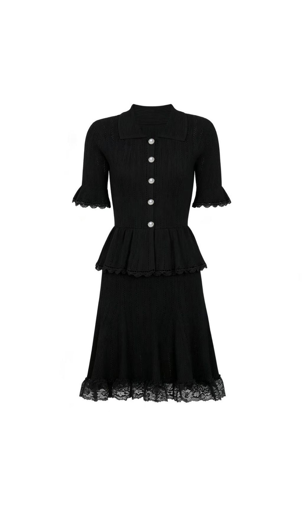 Fashionslee Women Khosrow Black Lace Knit Mini Dress