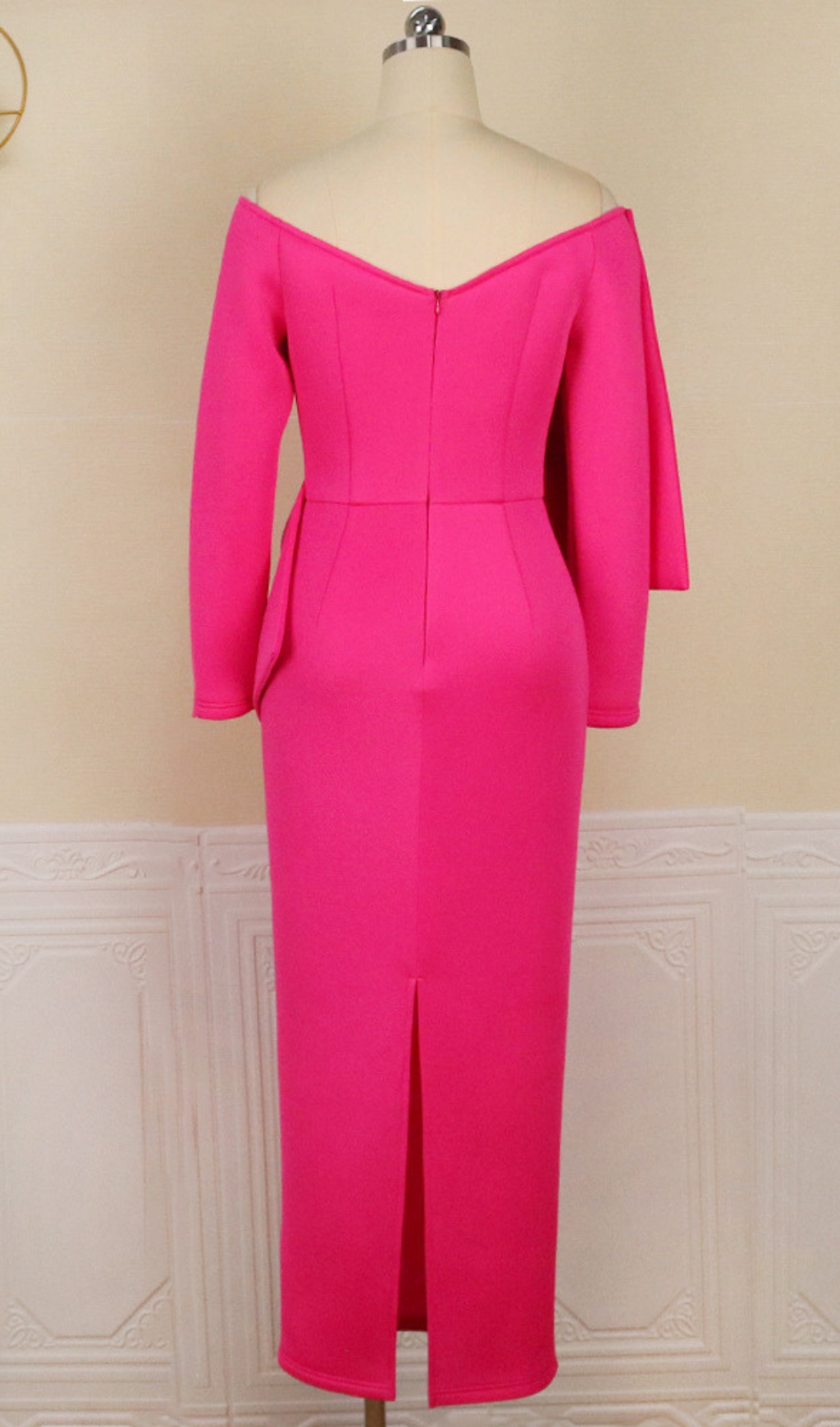 ca4a14928ec51d7aa77f80fd23c6702c.jpg Fashionslee Women Batan Pink Bow Long Sleeve Midi Dress