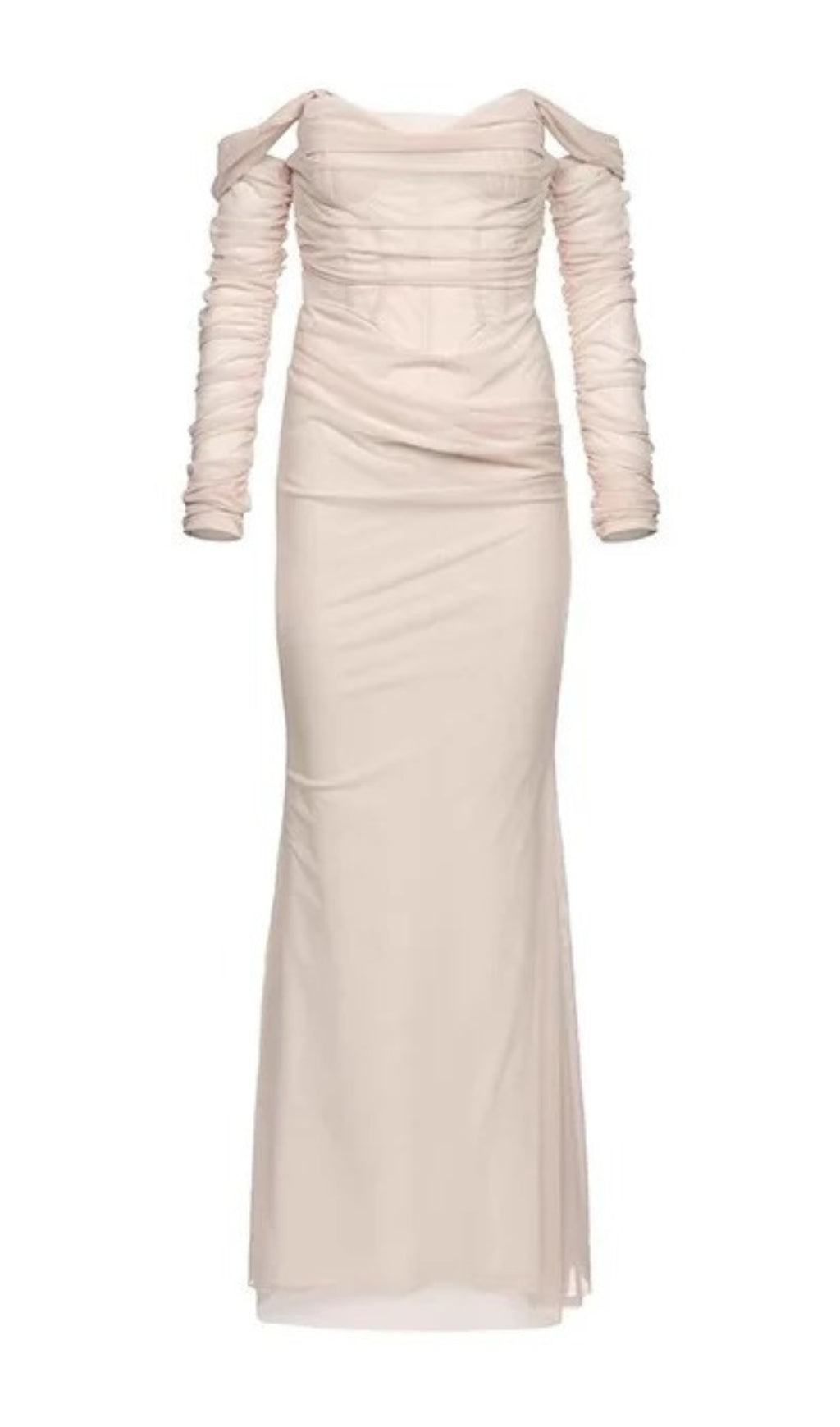 ca68e22314acf2dbb6e53c94303111f6.jpeg Fashionslee Women Beba Apricot Off Shoulder Mesh Maxi Dress