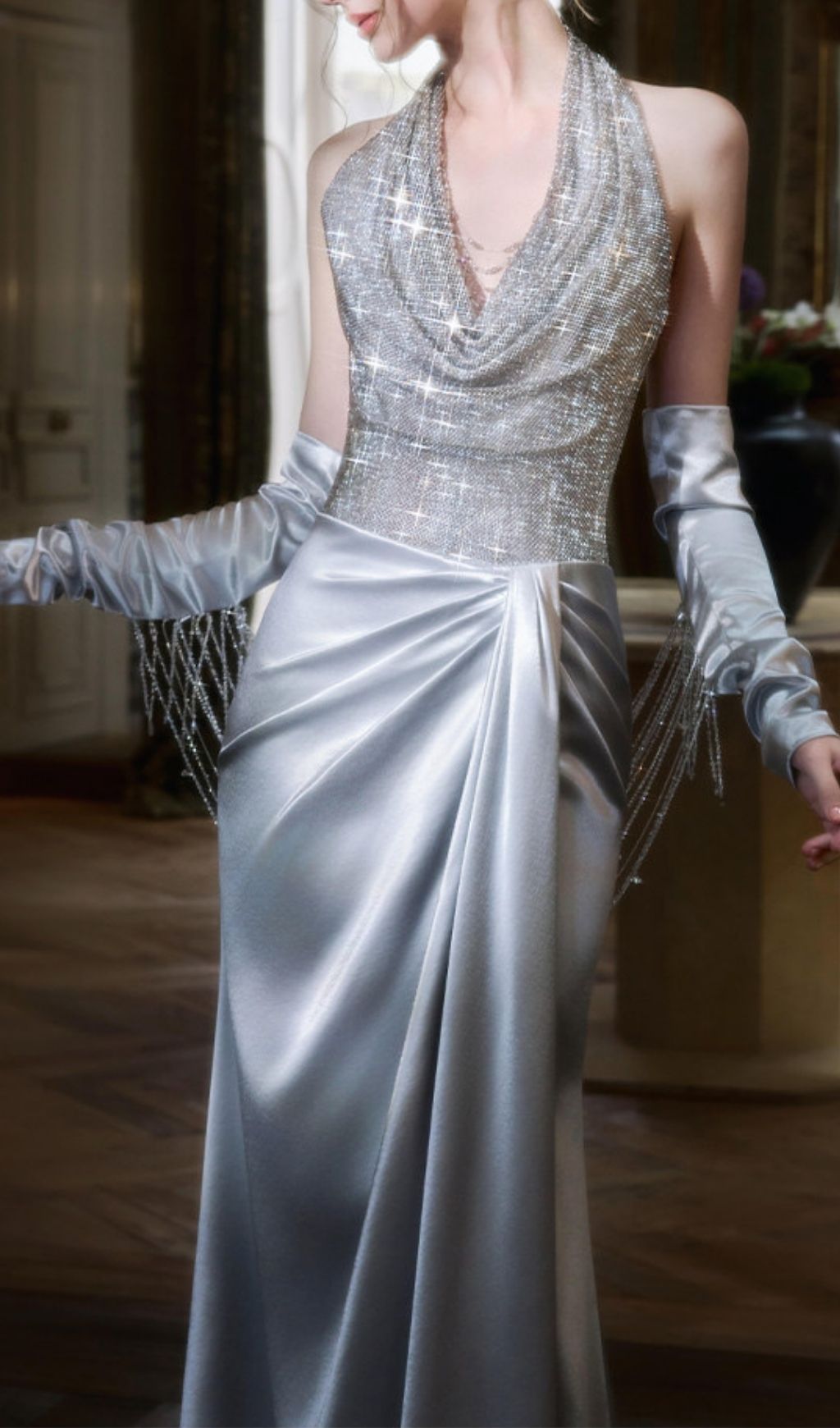 ca7d468419e74ed7aee8162e94ac7f3d.jpg Fashionslee Women Kumi Silver Halter Maxi Dress
