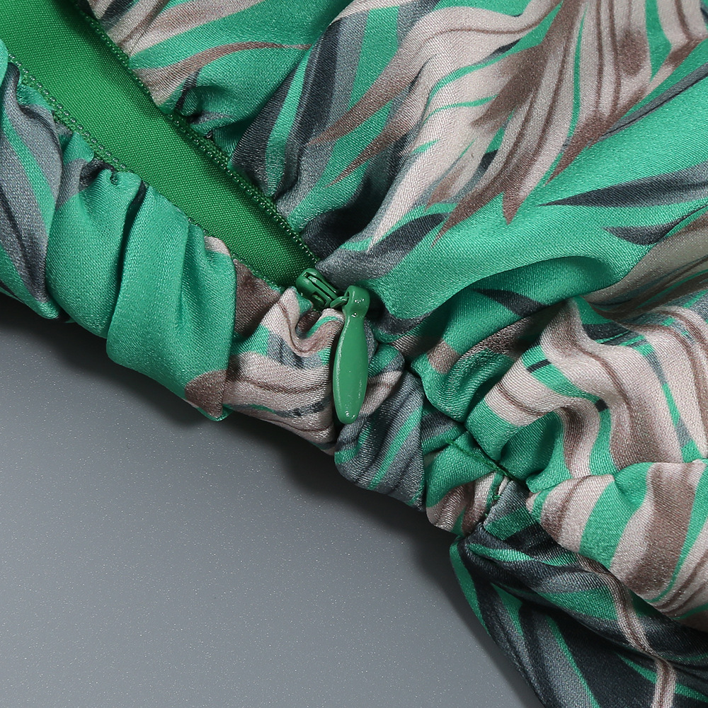ca9613fc95b0e706f37fde03abbac6a8.jpg Fashionslee Women Evelien Green Printed One-Shoulder Maxi Dress