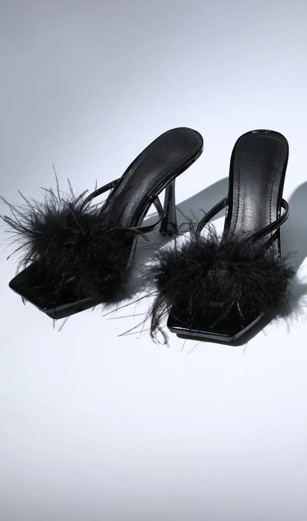Fashionslee Women Feather Heels In Black
