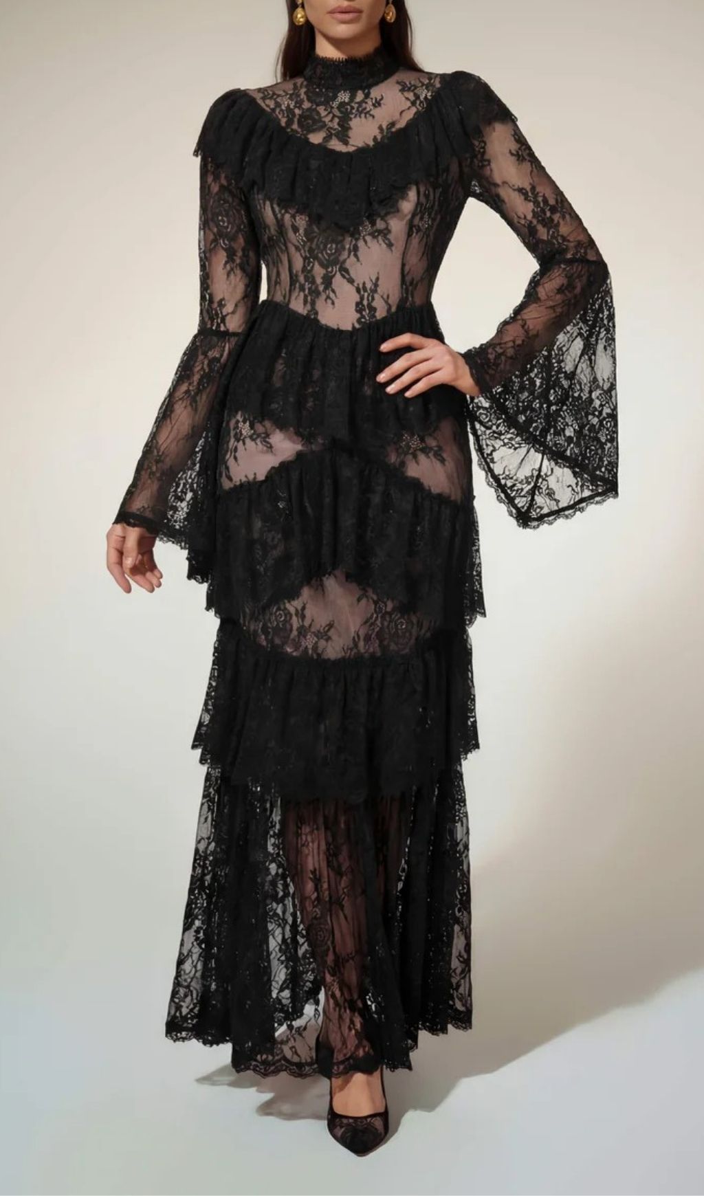 ca9b872a1be9466c86279eb1bc3836dd.jpg Fashionslee Women Aloysius Flare Sleeve Lace Ruffle Maxi Dress