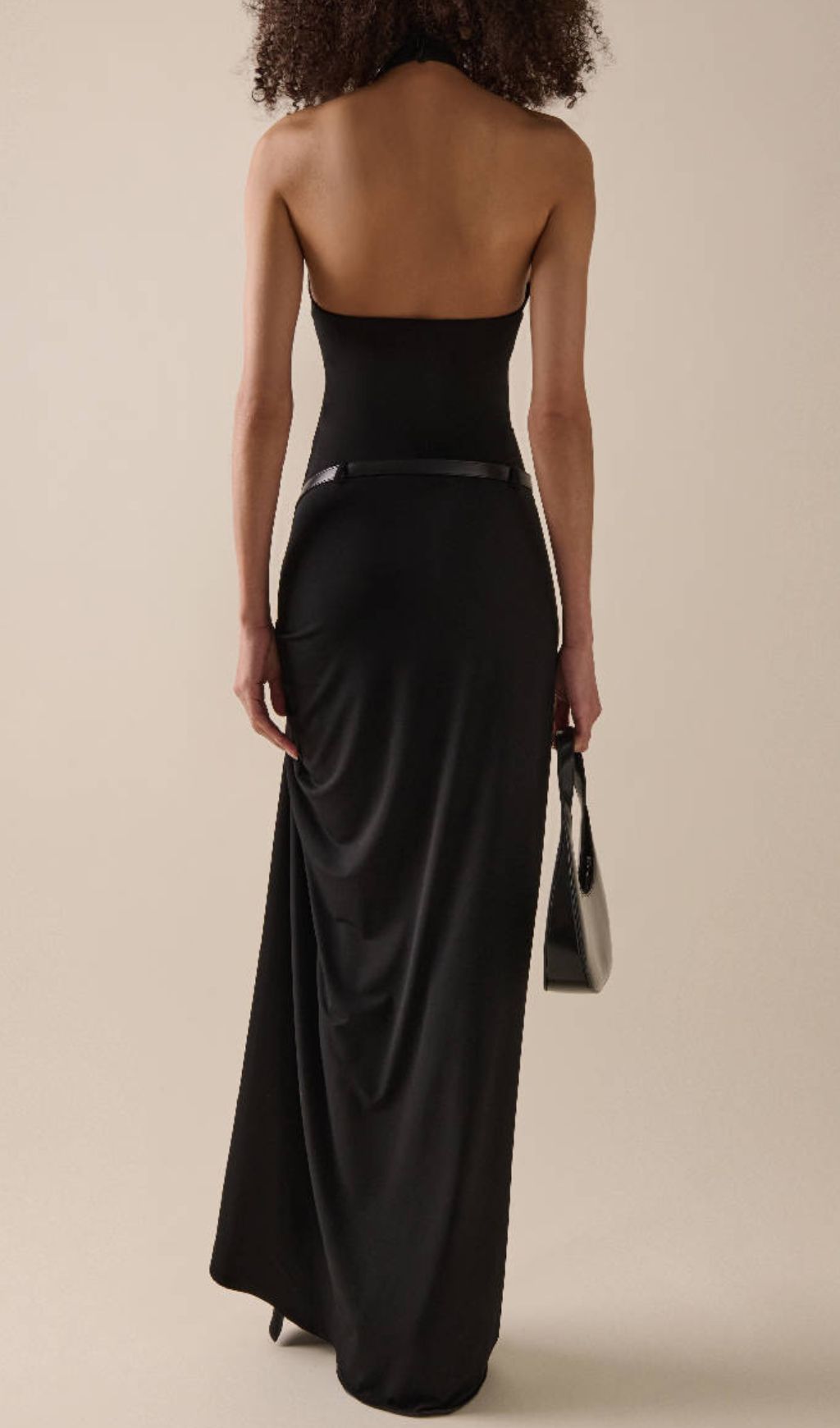 Fashionslee Women Fawn Black Halter Slit Maxi Dress
