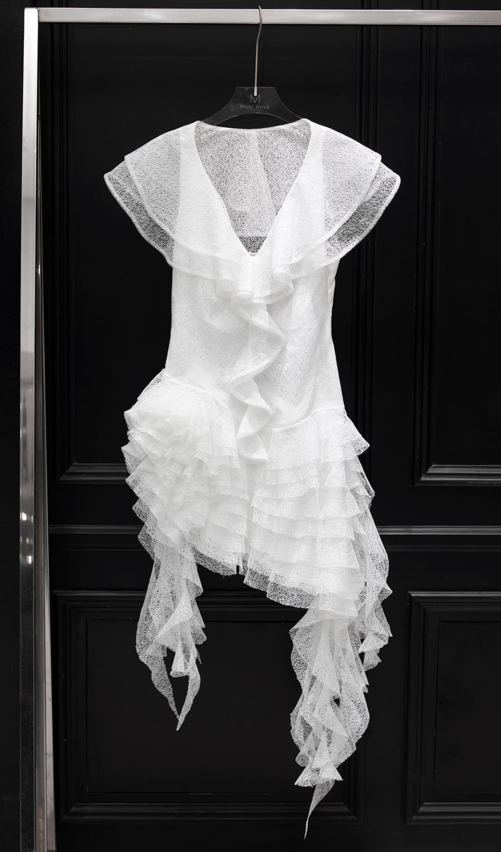 Fashionslee Women Dorsey White Ruffle Mini Dress