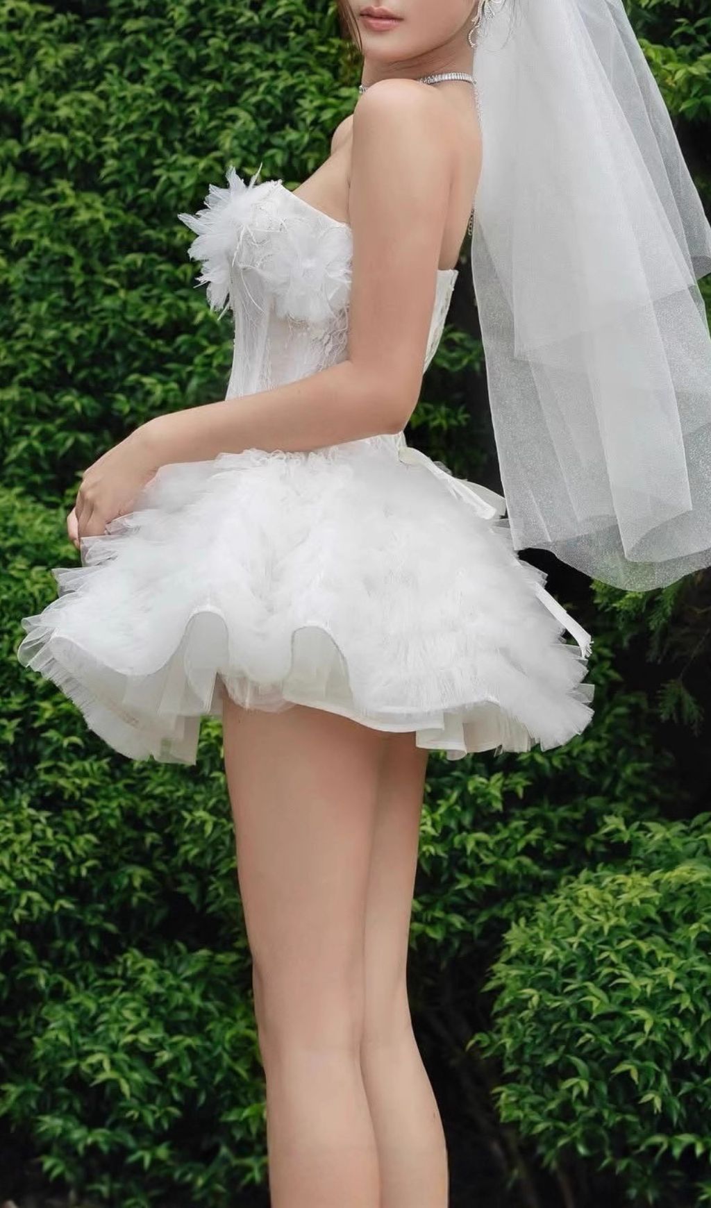 cadc7f885b7ec88291d9405d25a8da9c.jpg Fashionslee Women Joan White Strapless Flower Corset Mini Dress