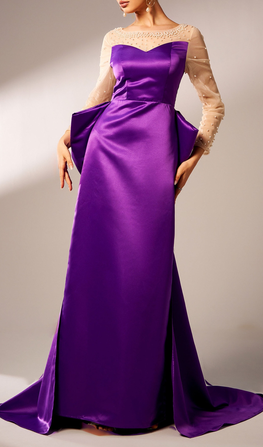 cb1d88695ab3fdedbf2b6cdb2aa4ef8c.jpg Fashionslee Women Cawny Purple Bow Long Sleeve Maxi Dress