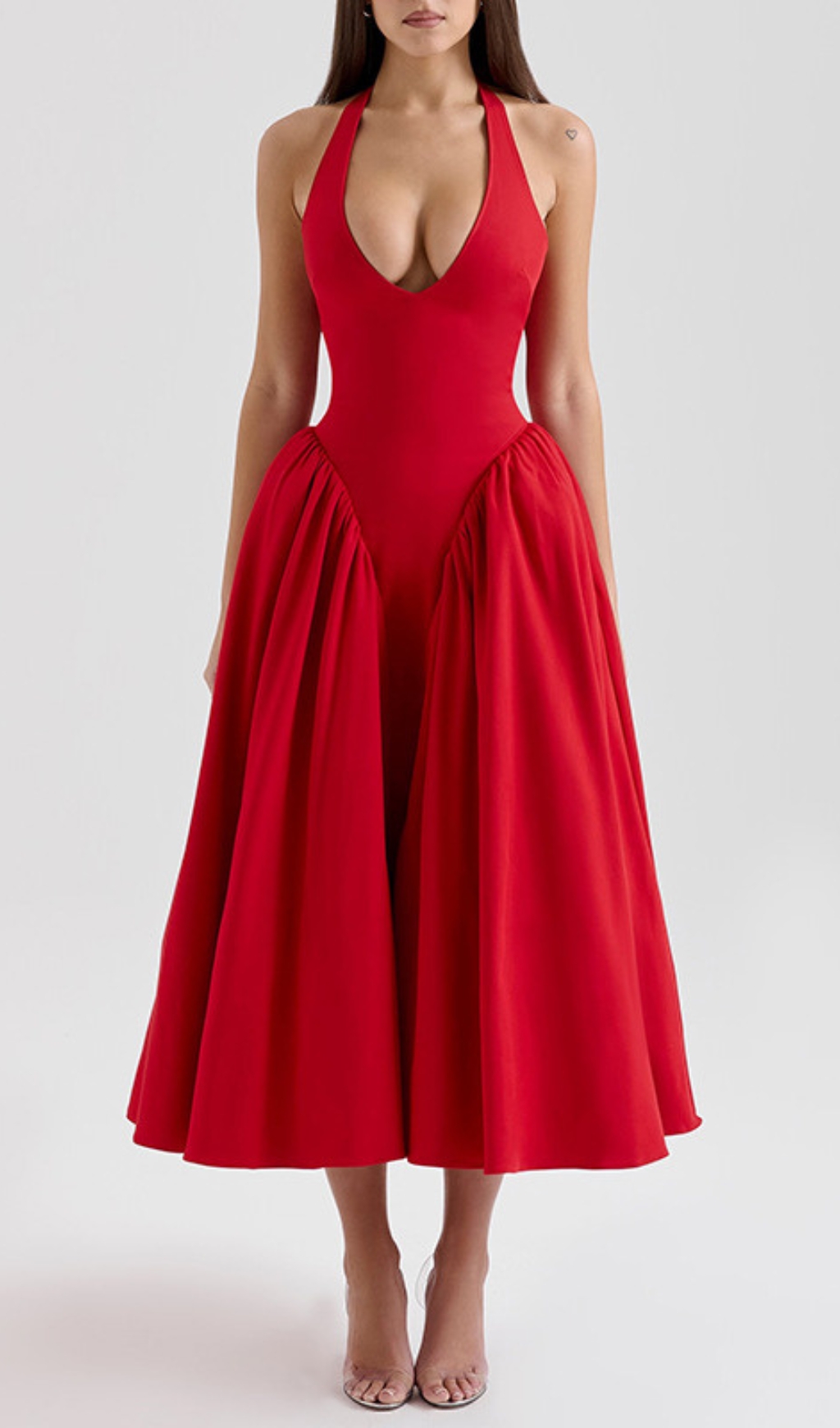 cb3c1e64dbc77c24309a245db794b9d4.jpg Fashionslee Women Dierdra Red Halter Midi Dress