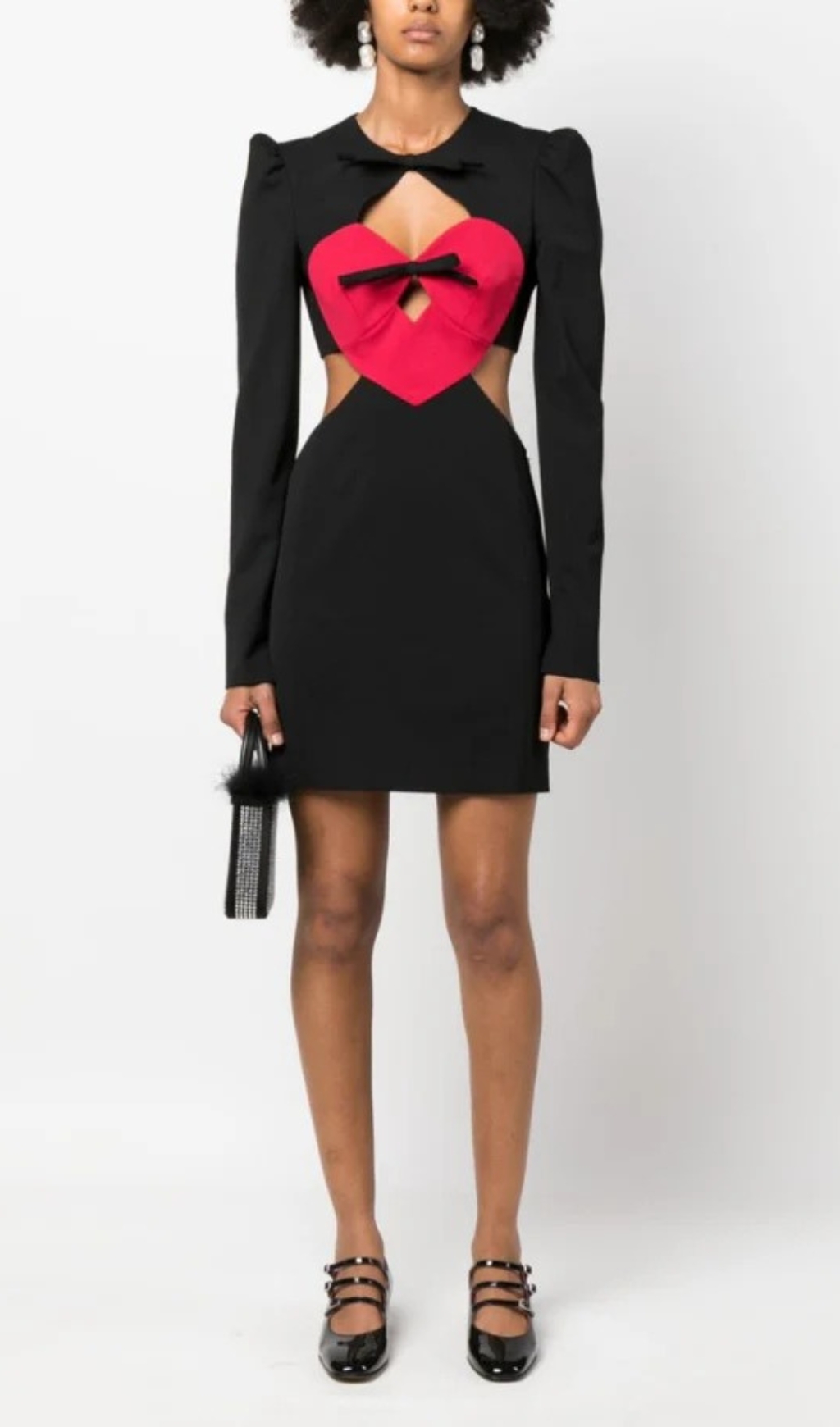 Fashionslee Women Brettney Red Heart Long Sleeve Mini Dress