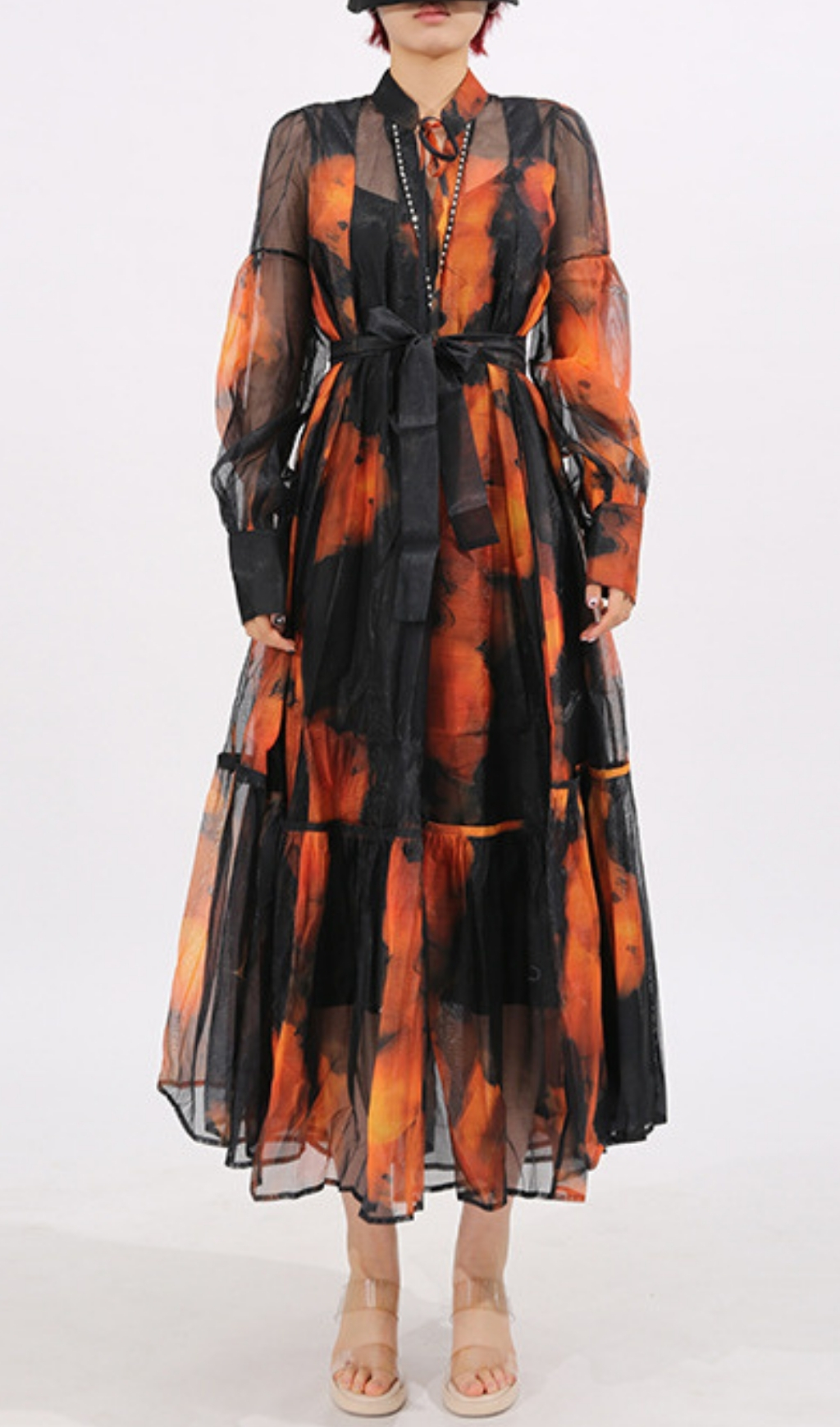 Fashionslee Women Fumiko Printed Long Sleeve Midi Dress